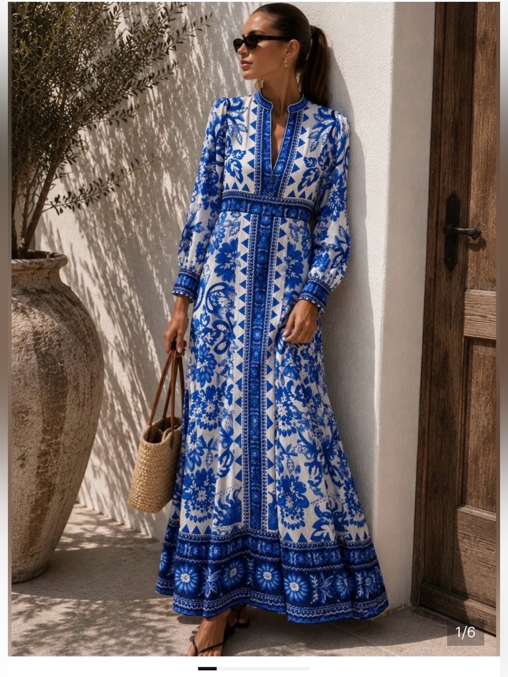 SALE! Caroline Constas 🔥Blue and White Floral Maxi Dress - Picture 3 of 10